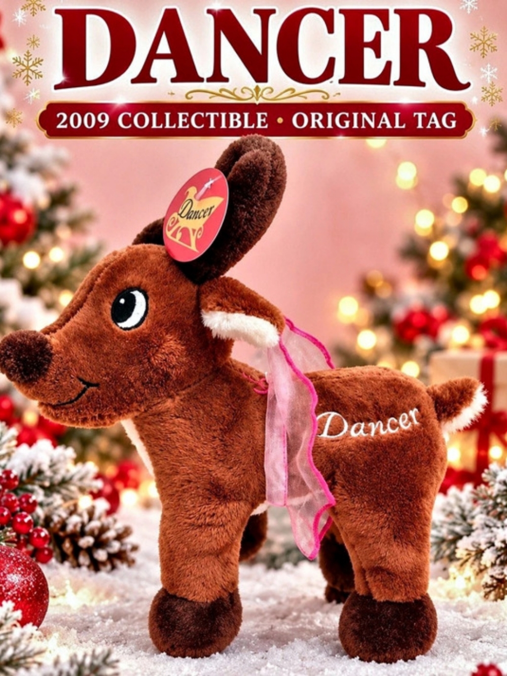 Dan Dee Dancer Reindeer Plush 2009 Christmas Holiday Tutu 9 Inch